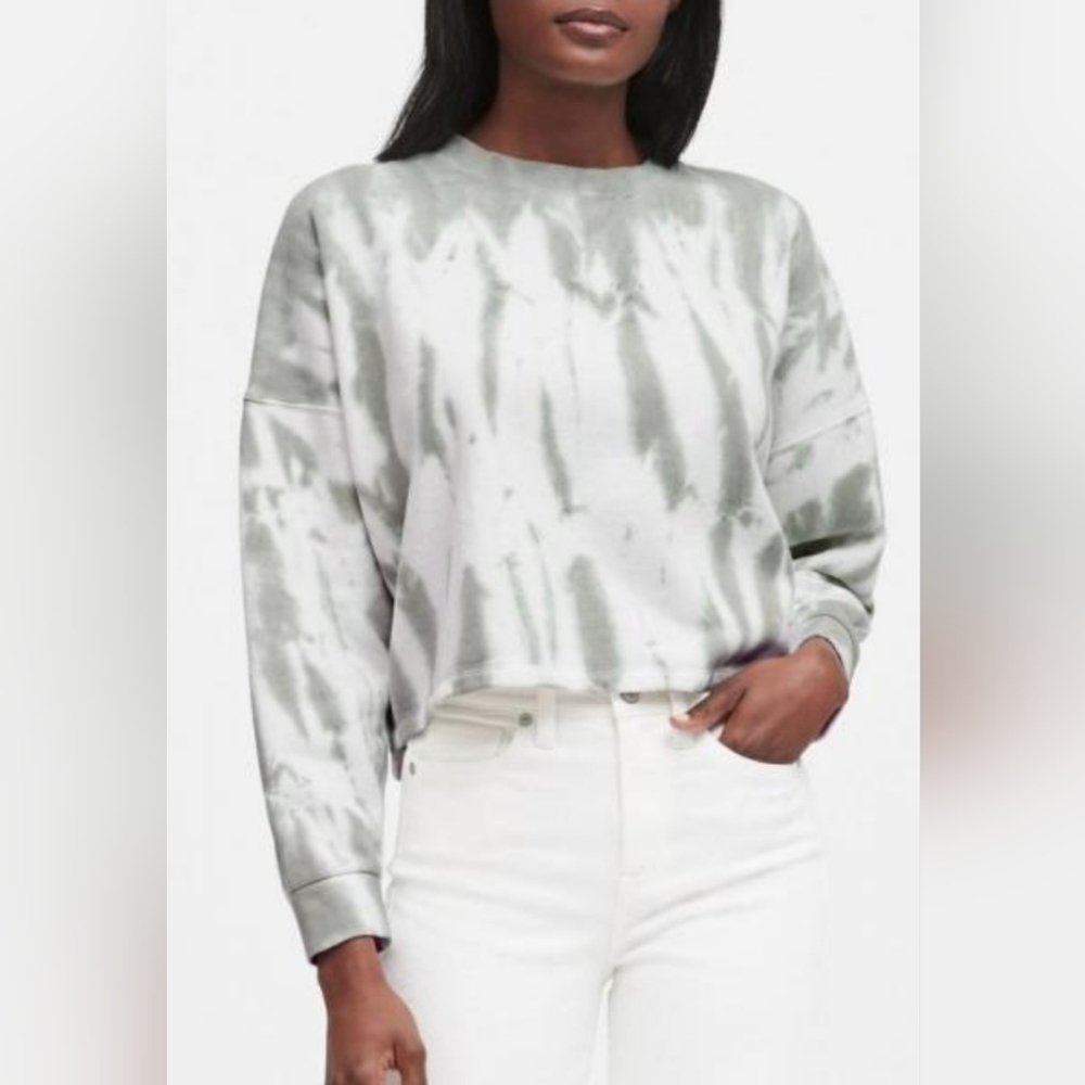 Banana Republic Sage tie dye long sleeve cropped sweater sweatshirt XS NEW